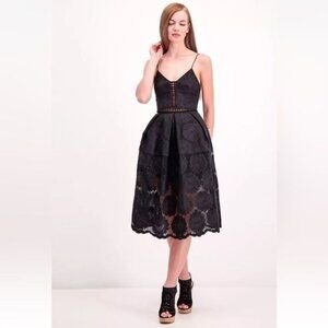 NICHOLAS Black Midi Dress Strappy Embroidered Eyelet Sunflowers Detail 8